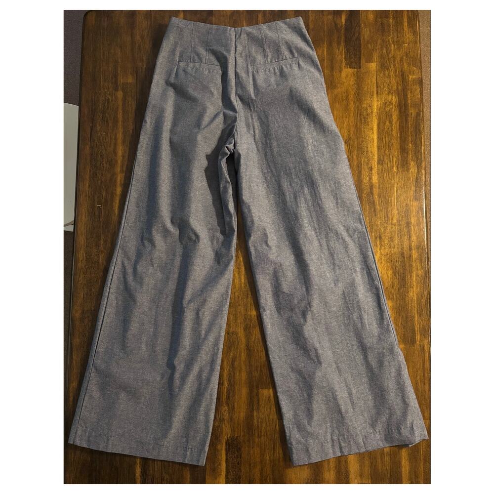 New York & Company Women's 2 27 x 32 Pants Wide Leg 100% Cotton Trousers Pleated - Picture 2 of 13